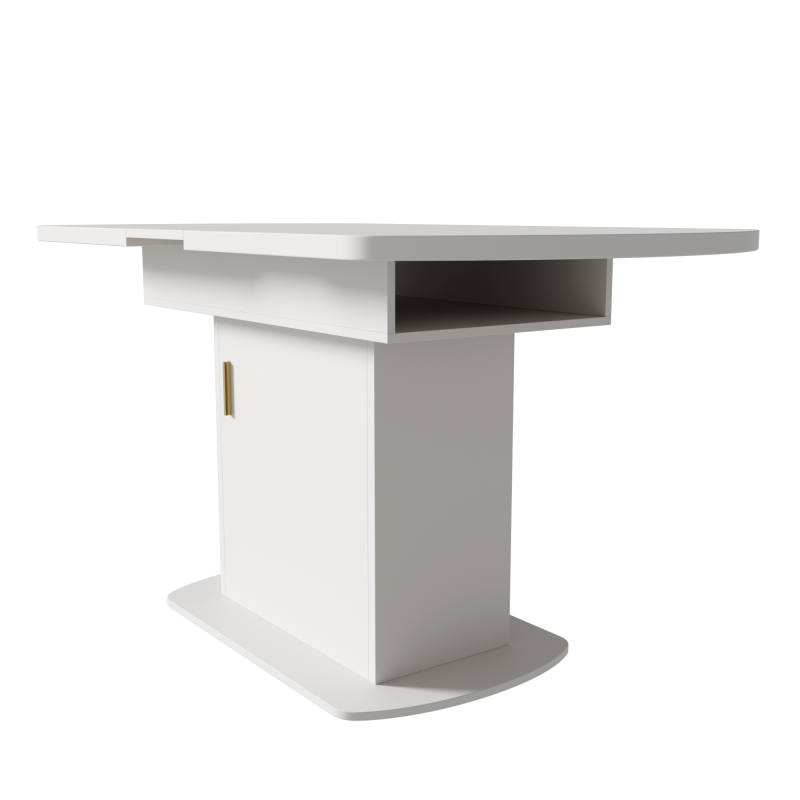 Ausziehbarer ovaler Esstisch, L110/130*W70*H75cm, weiß+goldener Griff