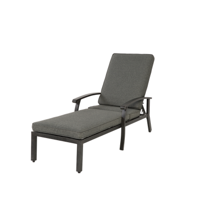 Lounge Patio Chair with Cotton Cushion, Adjustable Reclining Rust-Resistant Aluminum  Poolside Chaise Lounge Furniture, Waterproof Grey Cushion (1pc)