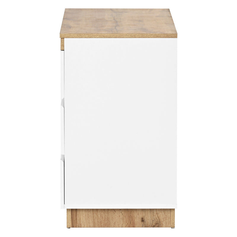 Kommode mit 6 Schubladen, Schließfach,Funktion von Aufbewahrung, für Schlafzimmer und Wohnzimmer, E1-Spanplatte, weiß+oak