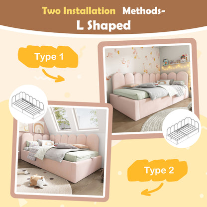 Polsterbett Daybett,Tagesbett Schlafsofa mit hydraulischem Stauraum, Kinderbett mit Metall-Lattenrost, Samt, Rosa, ohne Matratze