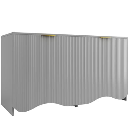 Sideboard(140×40×85cm), buffetschrank, cabinets, Esszimmer Wohnzimmer Aufbewahrungsschränke, Gemusterte Schränke, Freistehende Schränke, Küchenmöbel,Wellenmuster-Design, Grau