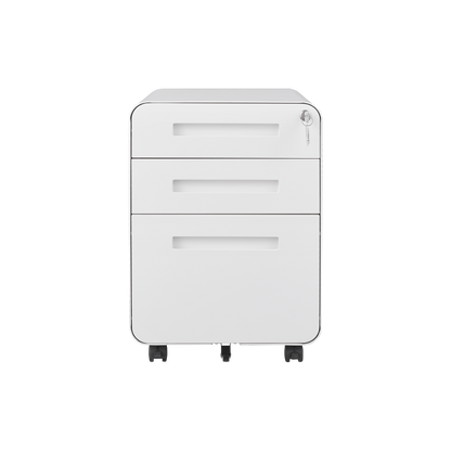 3 Drawer Mobile File Cabinet Under Desk Office,Simple Style Versatile Storage Cabinet for Legal/Letter/A4 Files, 5 Wheel Design Anti-Tilting Cold Rolled Steel Waterproof Moisture-Proof White
