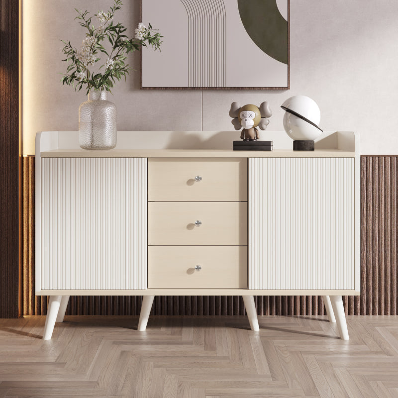 Sideboard mit drei Schubladen, exquisite Maserung. Sideboard für Schlafzimmer und Wohnzimmer, Moderne Holzfarbe-Sideboard mit Stauraumregalen. L117,5 cm