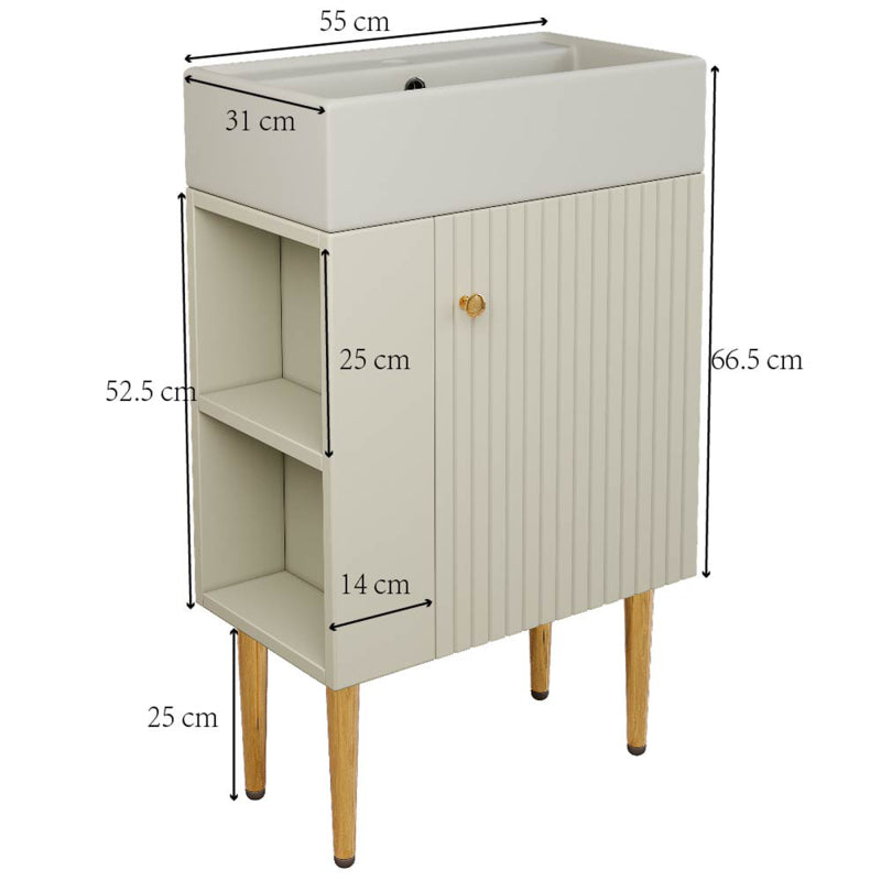 Badezimmermöbel Waschbecken mit Waschtischunterschrank 55 cm , Waschtischunterschrank , Kleine Gästebad Möbel , weiß