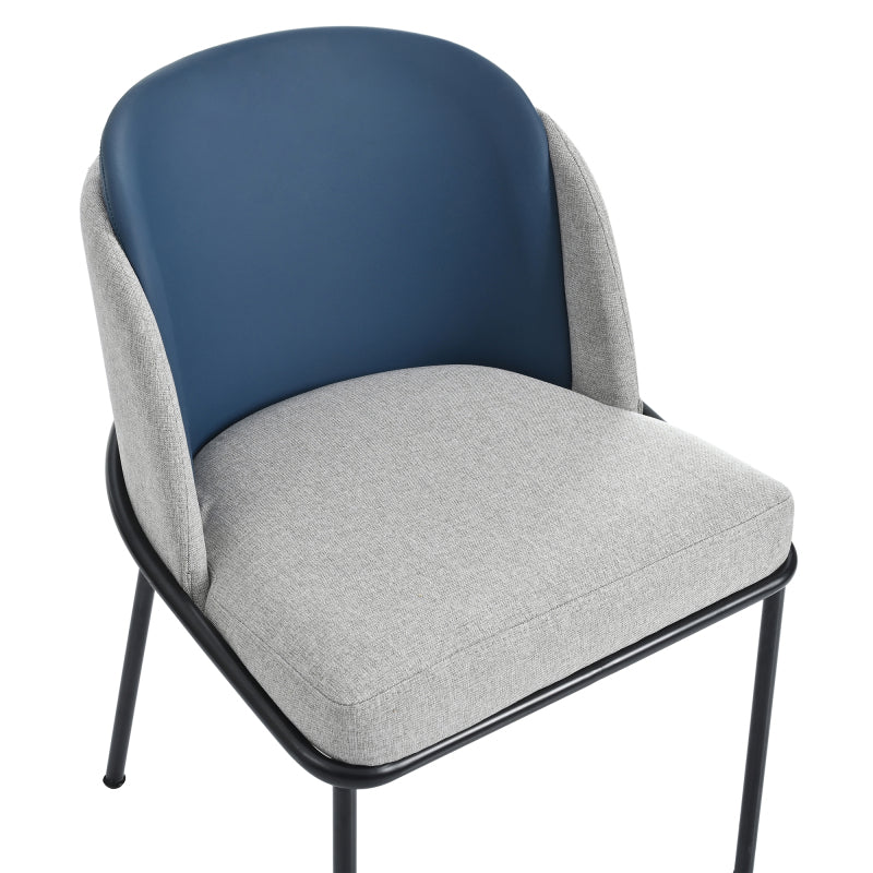 2 St Moderner Stuhl, Ideal für Wohnzimmer, Offene Bürofläche, Esszimmer, Grau+Marine