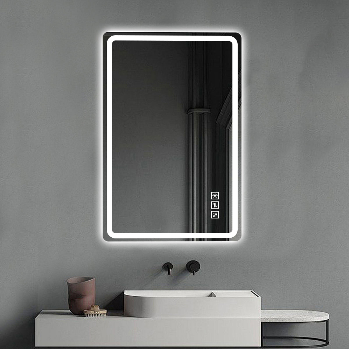 LED Badezimmerspiegel 60×100 cm – rahmenlos, dimmbar, Anti-Beschlag, energiesparend, Sicherheitsglas, Wandspiegel mit Beleuchtung