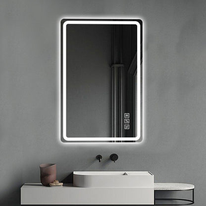 LED Badezimmerspiegel 60×100 cm – rahmenlos, dimmbar, Anti-Beschlag, energiesparend, Sicherheitsglas, Wandspiegel mit Beleuchtung