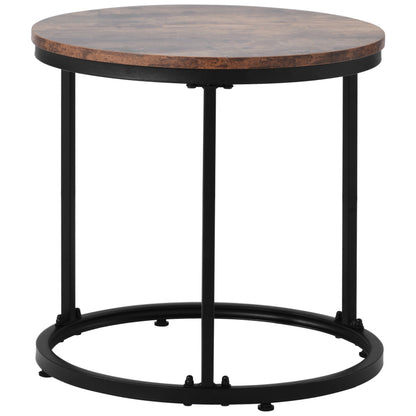 Runder Couchtisch 2er Set Satz Couchtisch Wohnzimmer Runder geschachtelter Beistelltisch 2 Runder Beistelltisch (Braun)