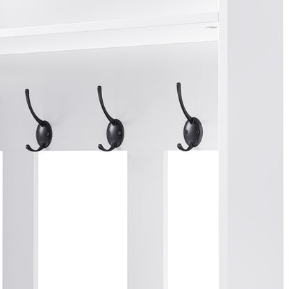 Garderoben-Set mit Sitzbank, Schubladen & Lochwand, Flurgarderobe 6-in-1, MDF, Weiß, 100x180x35 cm