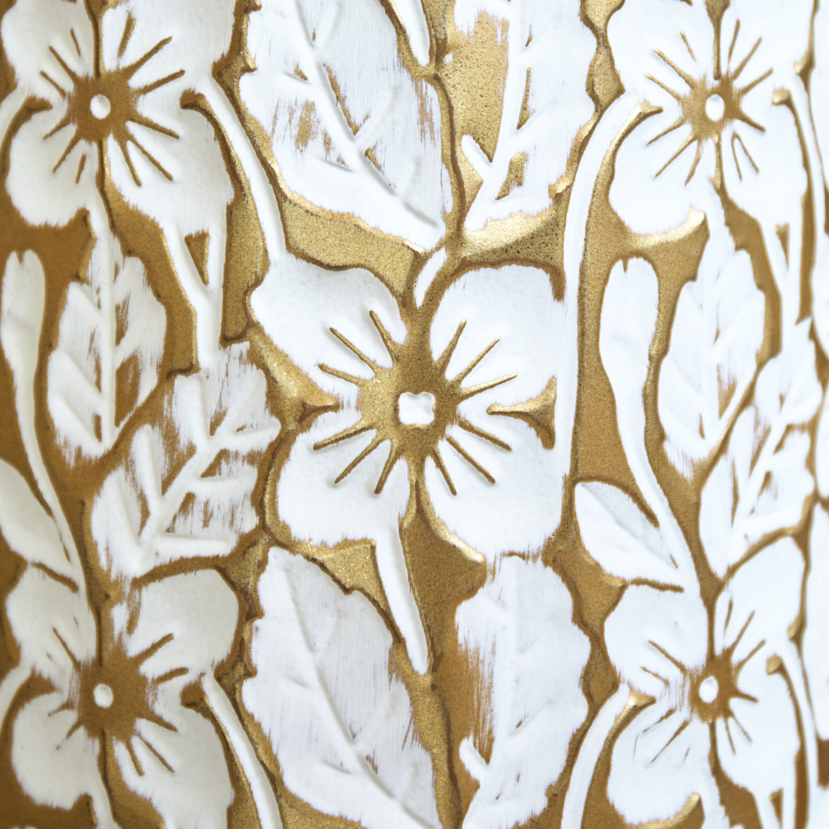 3er Set Bodenvase Metall, Weiß-Gold, Retro Stil, 83/65/50 cm hoch