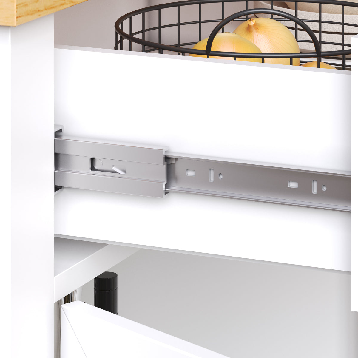 Kücheninsel mit Rollen & Glastüren, klappbare Arbeitsplatte, mobiler Servierwagen mit Schublade & Regal, Küchenwagen Weiß & Holzoptik