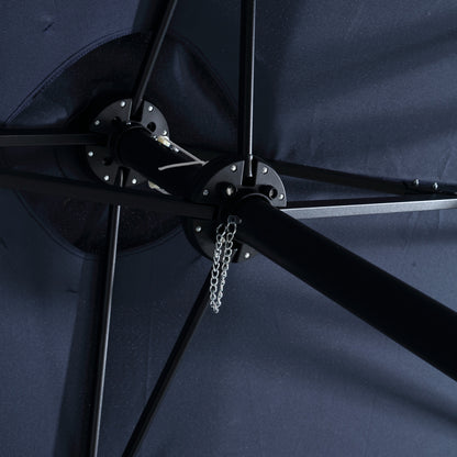 14.8 Ft Double Sided Outdoor Umbrella Rectangular Large with Crank (Navy blue)(No Base)