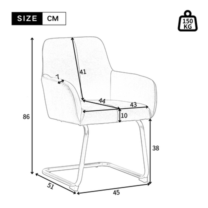 Esszimmerstuhl, 4er set, Sessel mit gewölbten Metallfüßen, grau