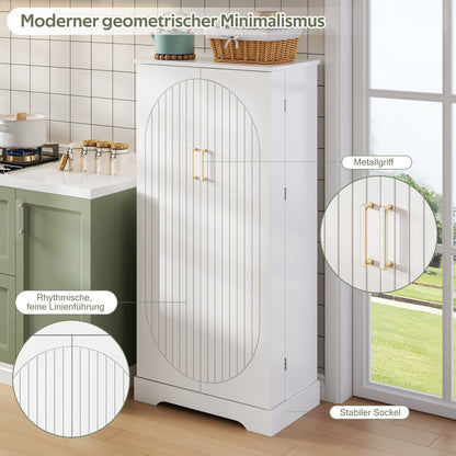 Hochschrank Weiß (60x128x35 cm), Küchenschrank mit LED-Sensorlicht
