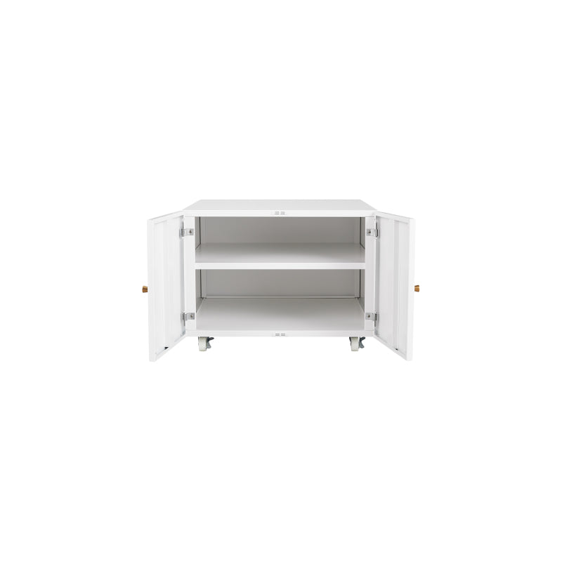 Metal Printer Stand with Storage Mobile Printer Tables for Small Spaces with Door Adjustable Shelf File Cabinet on Wheels for Home Office (White)