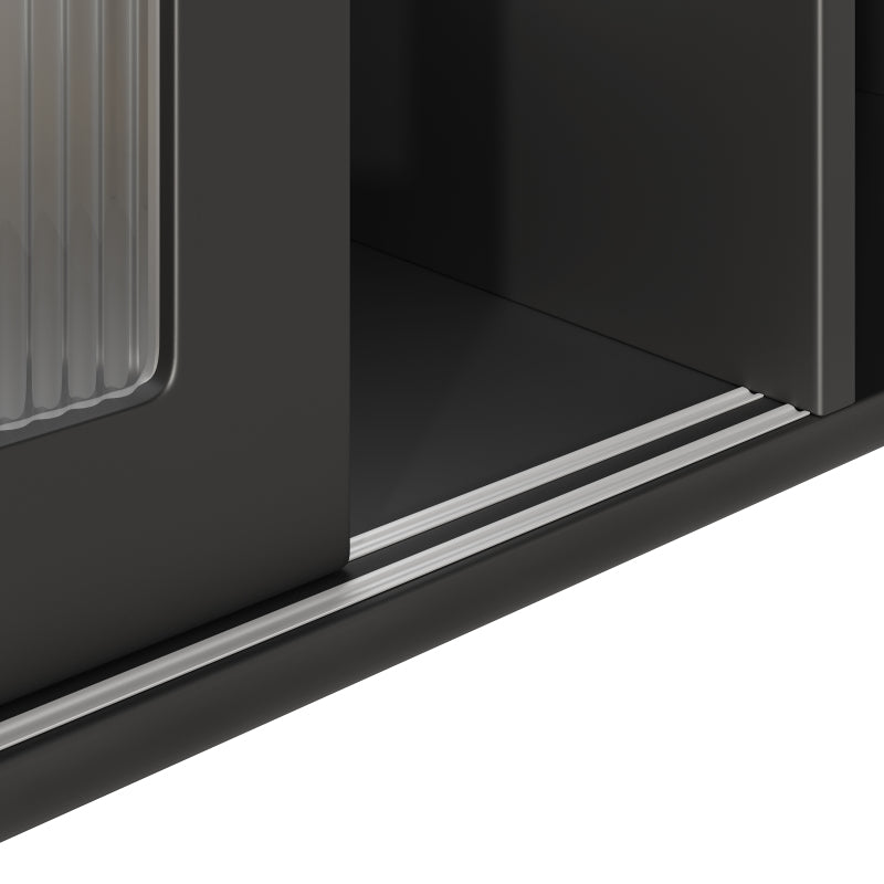 Küchenschrank, Esszimmerschrank, Sideboard mit LED-Beleuchtung, schwarz