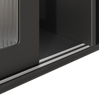 Küchenschrank, Esszimmerschrank, Sideboard mit LED-Beleuchtung, schwarz