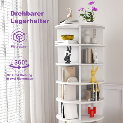 Drehbares Schuhregal 7 Ebenen, 360°, Stiefelfach, 28 Paar, Weiß, 184 cm