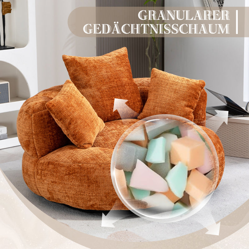 Lazy Sofa Durable Komfort Lounger hohen Rücken Sitzsack Stuhl Couch mit drei Kissen für Erwachsene und Kinder, Indoor & Outdoor, Single Gaming Sofa Stuhl für Schlafzimmer, Büro (Orange Chenille)