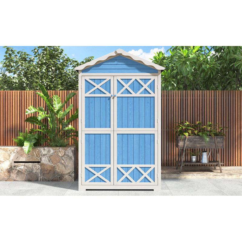 Outdoor Holz Gartenmöbel Aufbewahrungsschuppen, Werkzeughaus für Garten, Terrasse, verblassungsfrei, wetterfest, sicher und geschützt, wartungsfrei, umweltfreundlich, blau