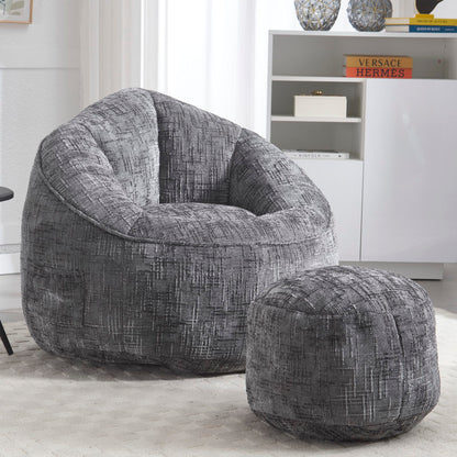 Sitzsack Sofa Stuhl für Erwachsene mit Fußstütze, Grau