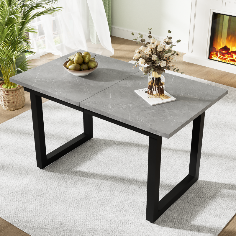 Industriestil multifunktionaler Esstisch, Beton-optik+Schwarz