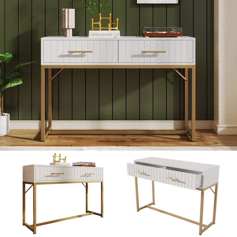 Schminktisch mit 2 Schubladen 75cm Höhe ,Kommode Schlafzimmer Highboard Weiss Sideboard Schubladenkommode Kommode für Schlafzimmer, Weiß -H75/B100/T45 cm