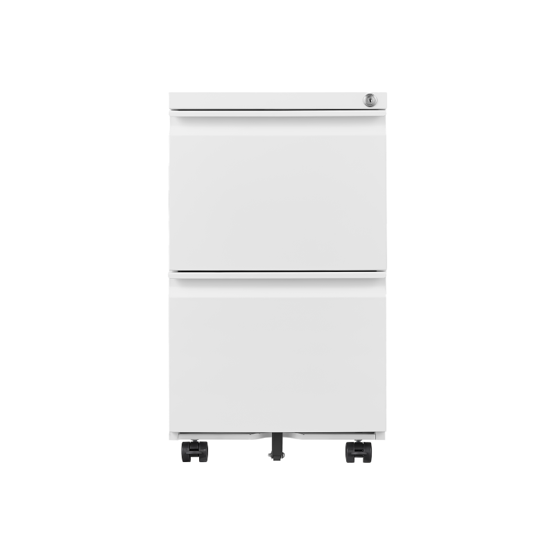 Metal 2 Drawer Mobile File Cabinet with Lock, Under Desk Office Steel Filing Cabinet, 25.6''H Legal/Letter Size Files Storage Cabinet,White