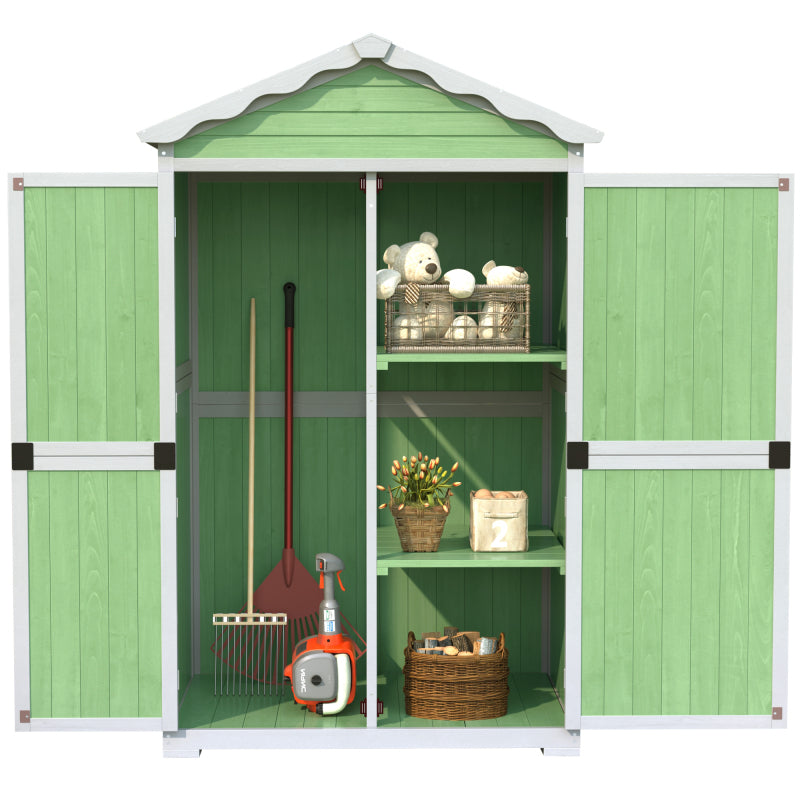 Outdoor Holz Gartenmöbel Aufbewahrungsschuppen, Werkzeughaus für Garten, Terrasse, verblassungsfrei, wetterfest, sicher und geschützt, wartungsfrei, umweltfreundlich, grün