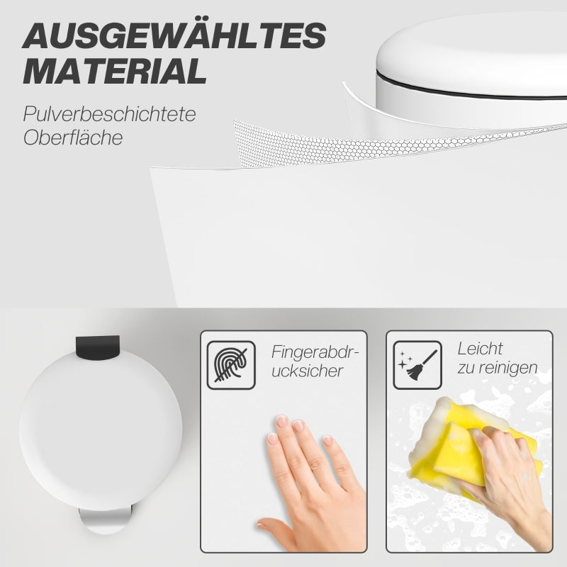 Mülleimer 20L Treteimer mit Deckel & Fußpedal, Kosmetikeimer aus Metall, Müllbehälter mit Inneneimer für Wohnzimmer & Büro
