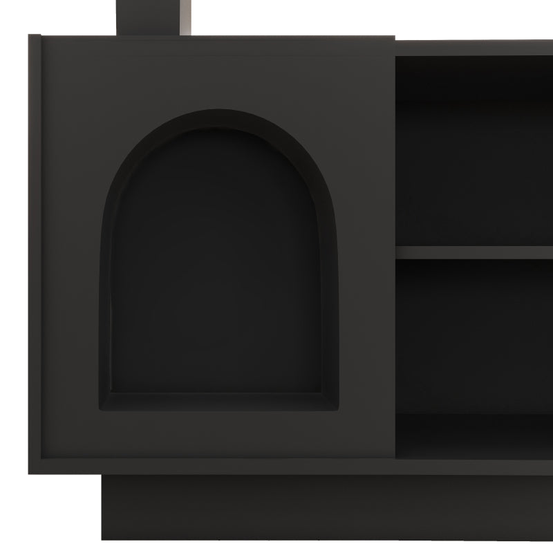 Eckschreibtisch mit integriertem Tierhaus, L-förmig oder einteilig, flexible Montage, Eckschreibtisch für Home Office mit XL-Tierhöhle, Black