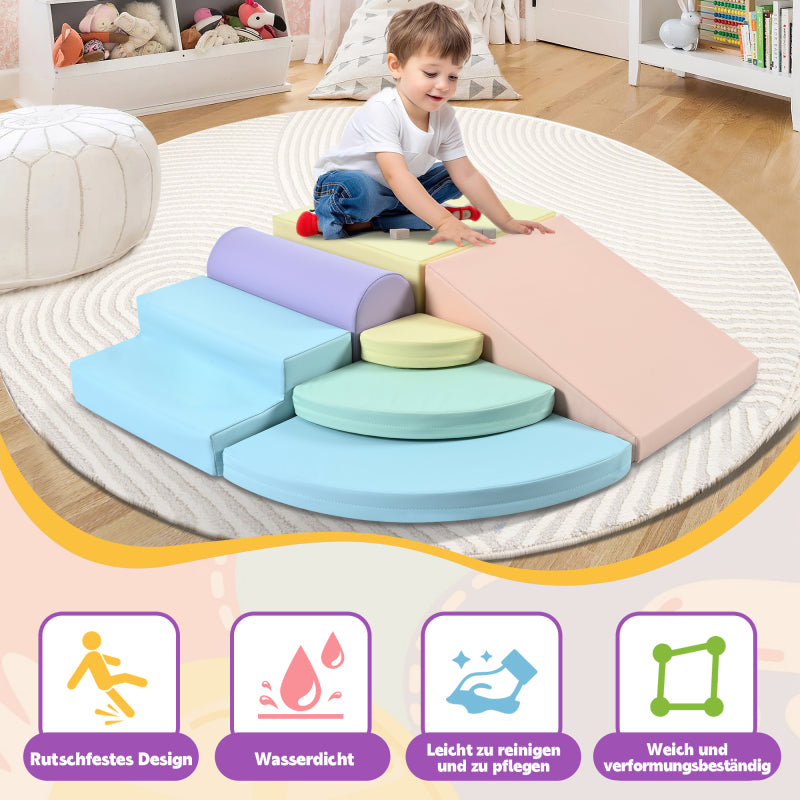 7-teilige weiche Schaumstoff-Kletterblöcke für Kleinkinder, weiches Kletter- und Krabbelspielset für drinnen, weiche Spielausstattung für Kletter- und Krabbelspielplätze für Kinder, aktive Spielstrukt