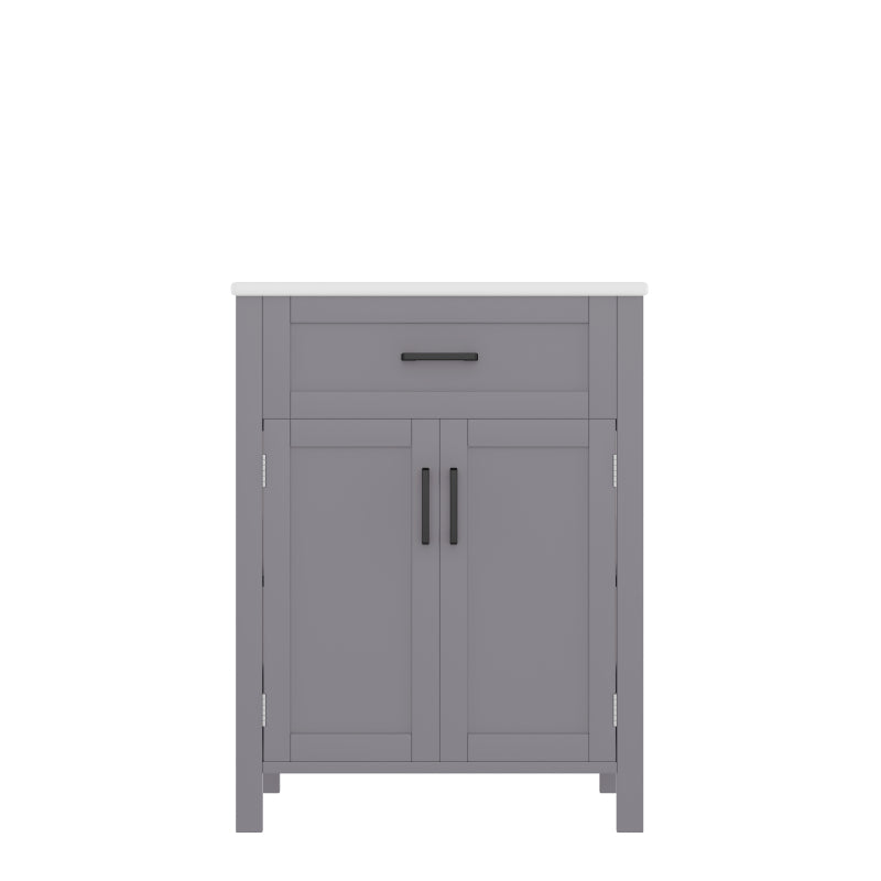 Bodenstehender Badezimmerschrank mit Waschbecken,Waschtisch,Volllackierung, integriertes Keramik Waschbecken,Grau