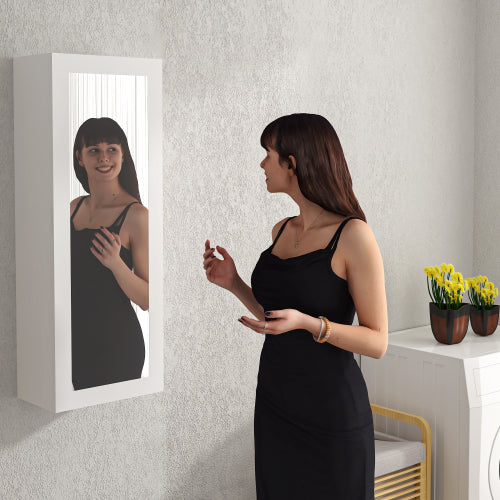 Wand-Bügelschrank mit Spiegel, klappbares Bügelbrett 90° schwenkbar, Bügelstation mit Stauraum & Kleiderhaken