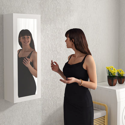 Wand-Bügelschrank mit Spiegel, klappbares Bügelbrett 90° schwenkbar, Bügelstation mit Stauraum & Kleiderhaken