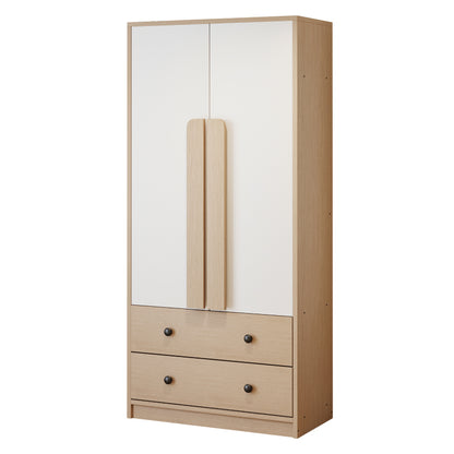 Kleiderschrank 70*40*170cm, Doppeltüren-Design, mit Schubladen und Ablagefächern, holzfarbe+weiß