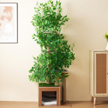 Kratzbaum in Baumform mit 4 Plattformen und Katzenlöchern – haustiersicheres Material, abnehmbare Blätter, geeignet für Katzen zum Verstecken, Klettern 190 cm