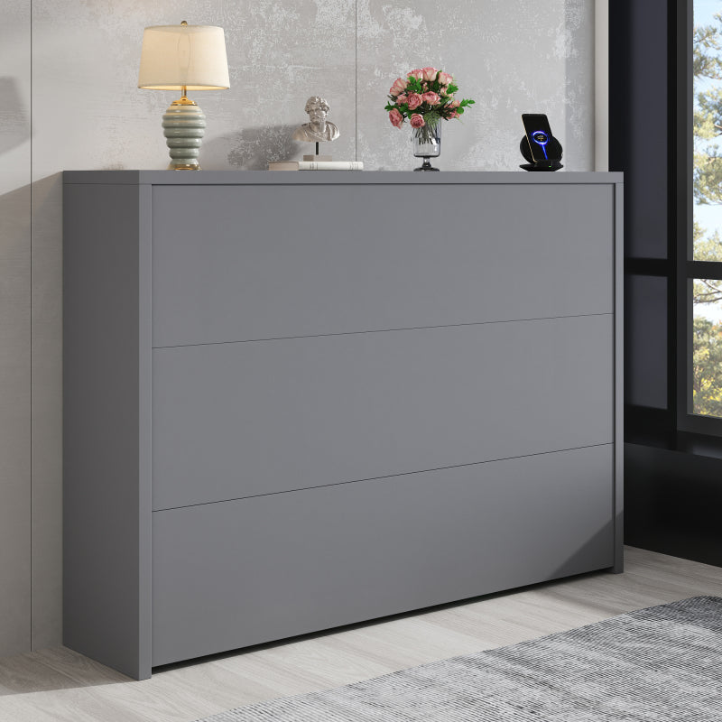 Faltbarer Schreibtisch mit Rollen & Wireless Charger–2-in-1 Sideboard & Arbeitsplatz, 115×27×93 cm (geschlossen, 95×51cm) Grey
