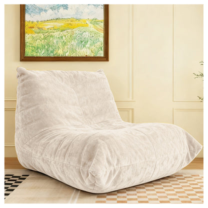 Ergonomischer Sitzsack Sessel mit 5-Zonen-Körperunterstützung, Bean Bag Chair aus Chenille-Stoff,  Weiß