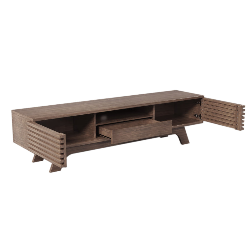 TV-Schrank mit einer Schublade und zwei Türen, TV-Möbel, TV-Panel, TV-Lowboard, TV-Schrank. Einzigartiges Design, Vintage-Holzfarbe.