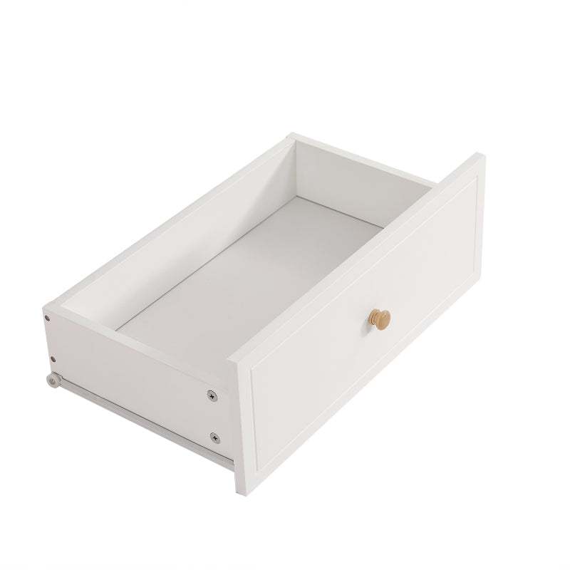 Nachttisch mit 2 Schubladen, geräuschlosen Gleitern, Schön gearbeitete Füße, Stauraum im Wohnzimmer und Schlafzimmer, MDF+Spanplatte, Weiß+Natur