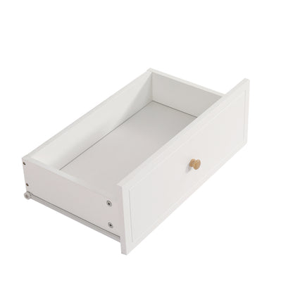 Nachttisch mit 2 Schubladen, geräuschlosen Gleitern, Schön gearbeitete Füße, Stauraum im Wohnzimmer und Schlafzimmer, MDF+Spanplatte, Weiß+Natur