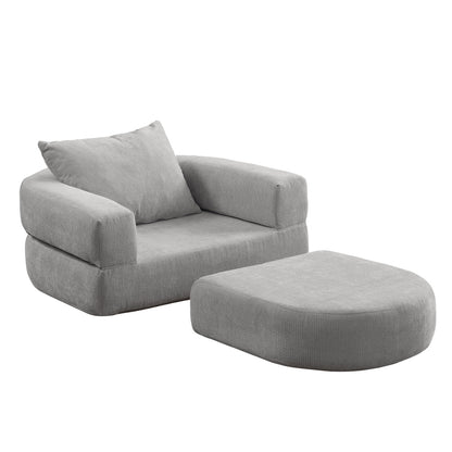 Modulares Sofa-Set Frottee (Terry Cloth), Sektionssofa Minimalistisch, Wohnzimmer Couchgarnitur, Umkehrbar, Light Grey