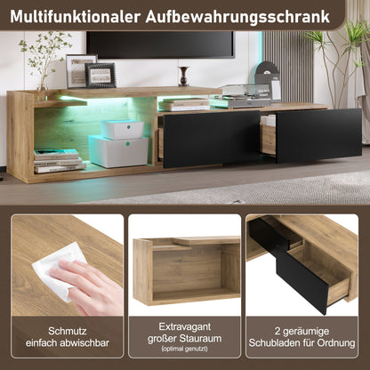TV-Schrank ausziehbar,  Lowboard Modern mit LED-Beleuchtung