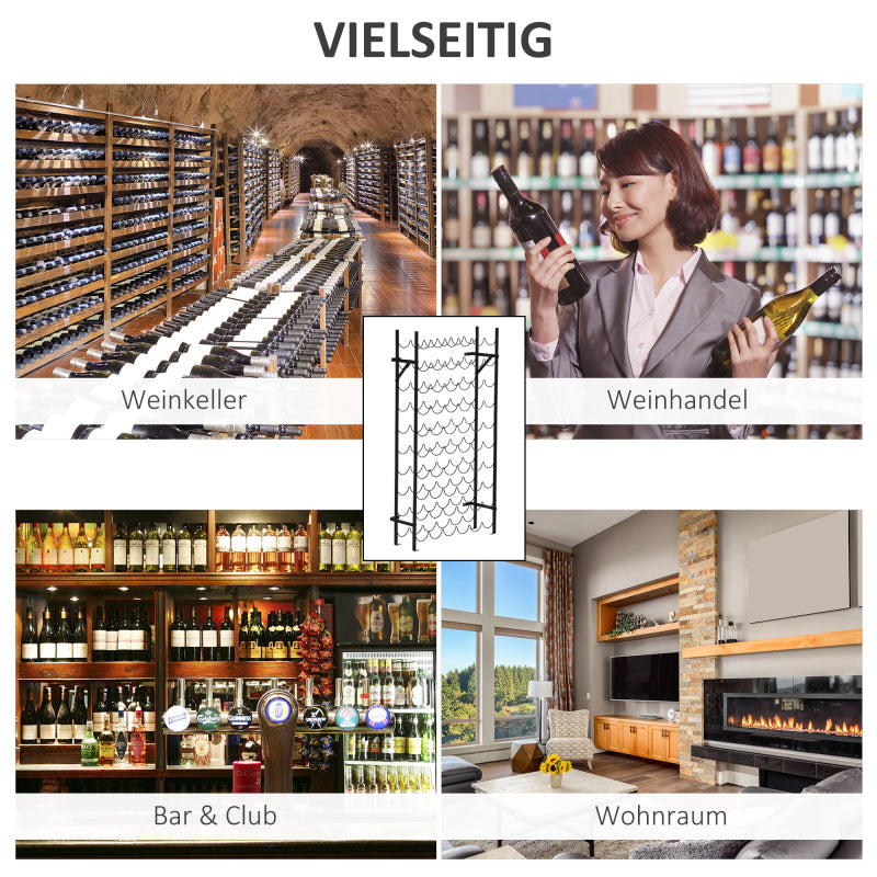 Weinregal für 60 Flaschen, wandmontierbares Flaschenregal aus Metall, eleganter Weinständer in Schwarz für Zuhause