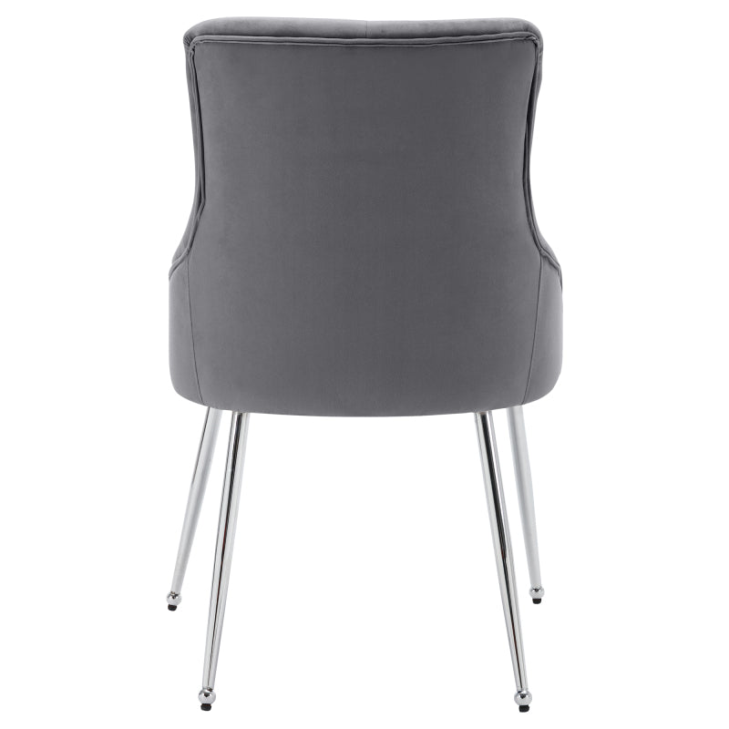 2er Set Esszimmerstuhl mit Knopfmuster, Moderner Loungesessel, Schlafzimmer-Wohnzimmerstuhl mit Lendenkissen, grau