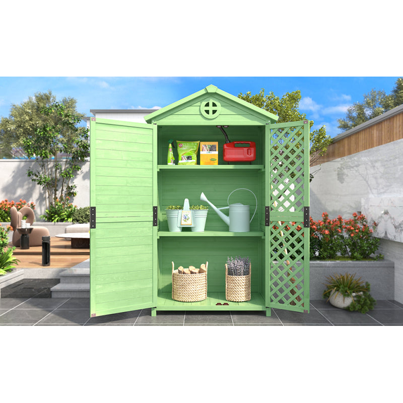 Outdoor Holz Gartenmöbel Aufbewahrungsschuppen, Werkzeughaus für Garten, Terrasse, verblassungsfrei, wetterfest, wartungsfrei, umweltfreundlich, sicher und geschützt, grün