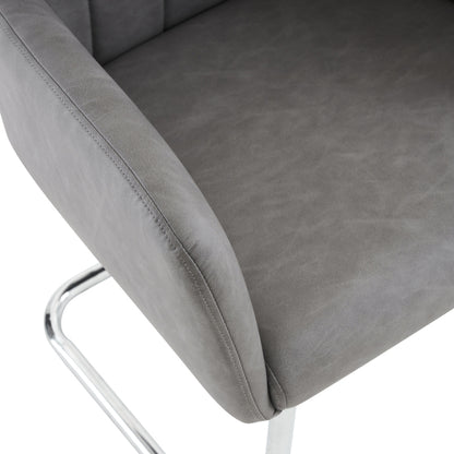 2er Set Esszimmerstühle mit vertikalen Streifen, Kunstleder, grau