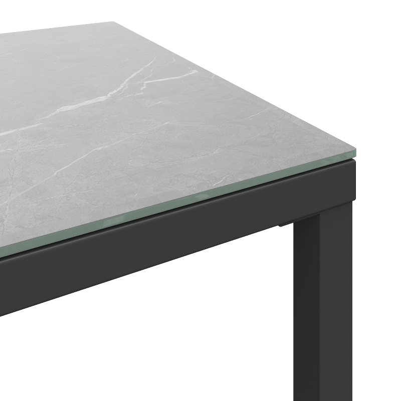 Seil-Gartenmöbel-Set, Garten-Lounge-Set, Ecksofa mit verzinktem Eisengestell, verstellbare Beine, inklusive aller Sitz- und Rückenkissen, grau