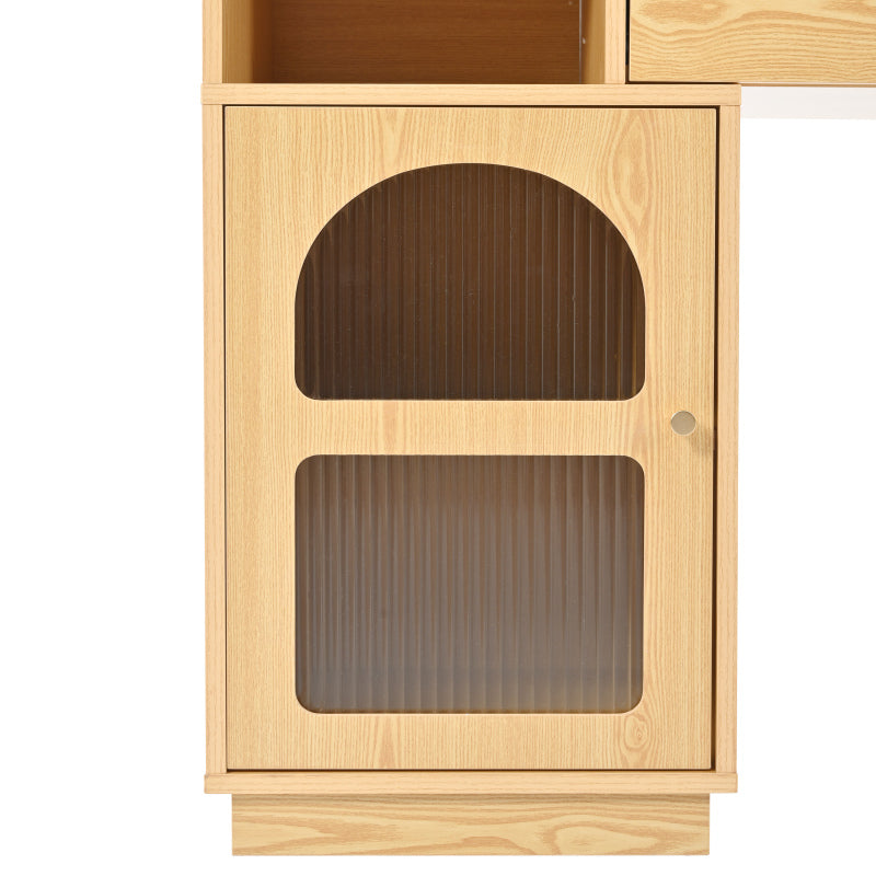Schminktisch-Set, Kosmetiktisch mit LED-Spiegel und 3-Farbiger Beleuchtung, Schminktisch aus Holz für Schlafzimmerstudio - Maße: B120/H90/T40 cm(ohne Hocker) (Old sku: RN3198724AAA)